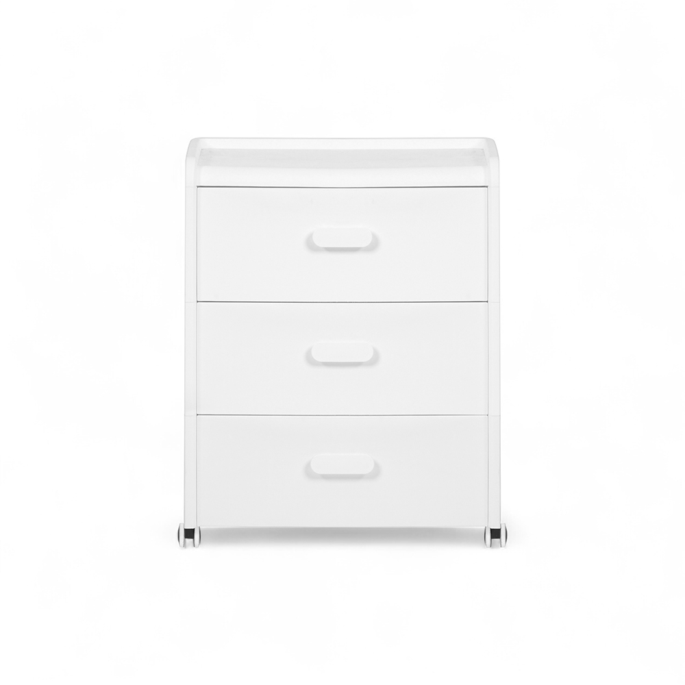 Diaz Bedside Table with Wheels (3 Drawers) - Image 3