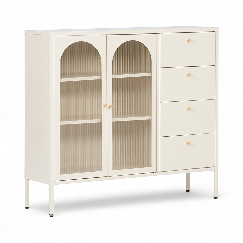 Rivian Cabinet (2 Glass Doors with 4 Drawers)