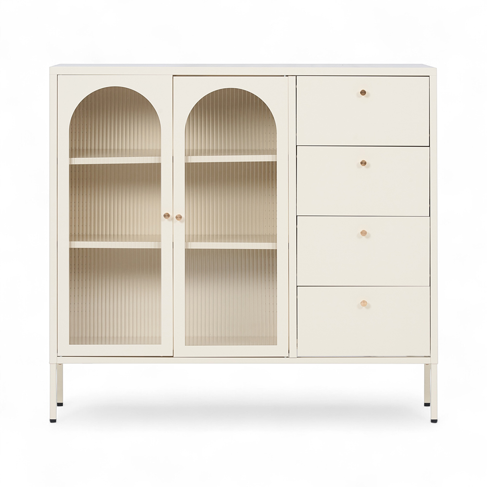 Rivian Cabinet (2 Glass Doors with 4 Drawers) - Image 6
