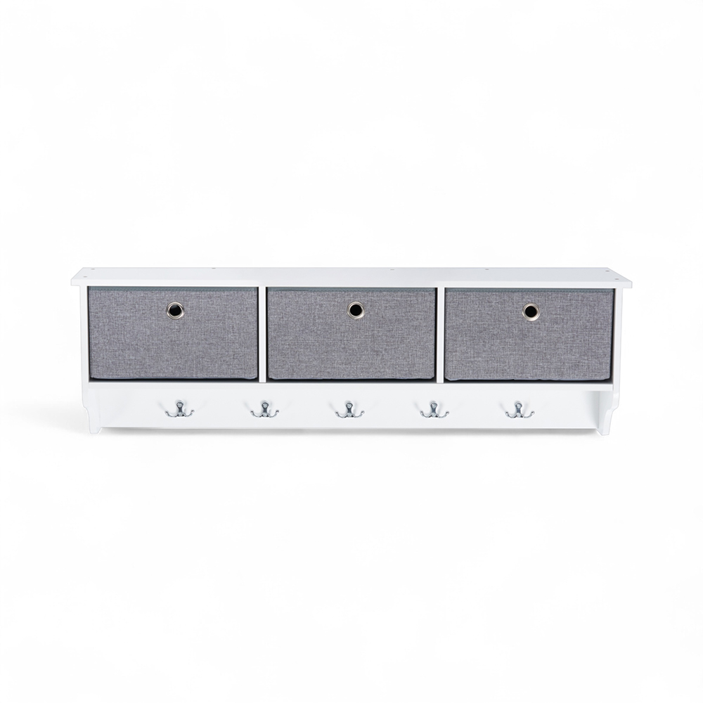 Margarett Wall Shelf (3 Baskets & 3 Hooks) - Image 2