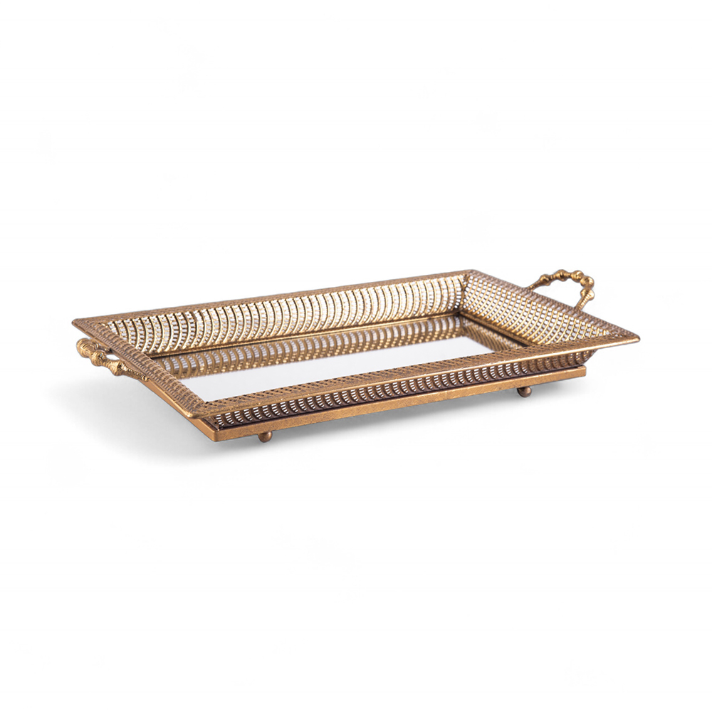 Metal Mirror Tray with Handle (H8cm)