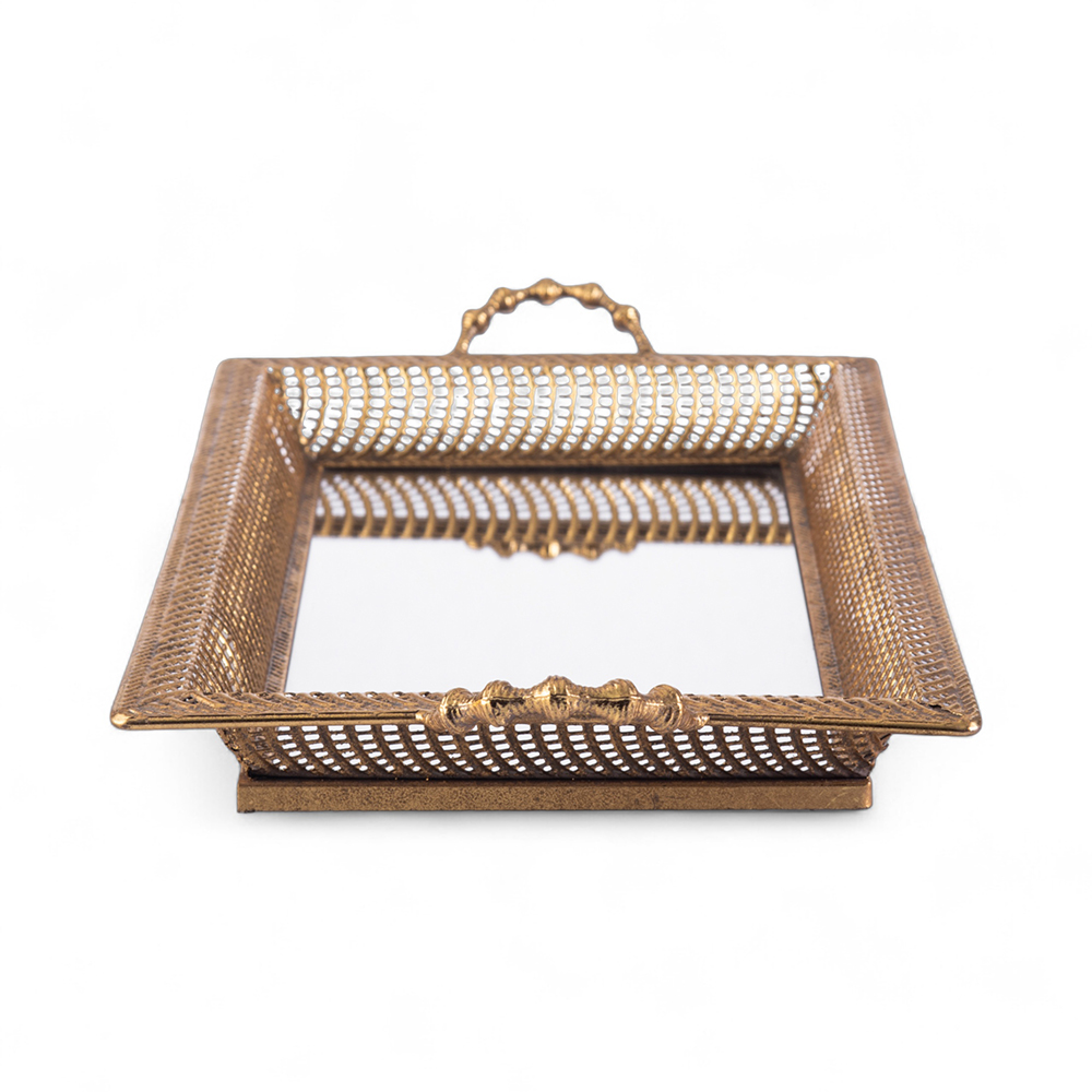 Metal Mirror Tray with Handle (H8cm) - Image 3