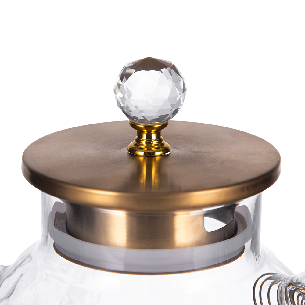 Glass Pot with Gold Stainless Steel Lid (H22.6cm) - Image 5