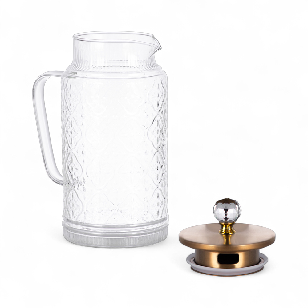 Glass Pot with Gold Stainless Steel Lid (H25.5cm) - Image 2