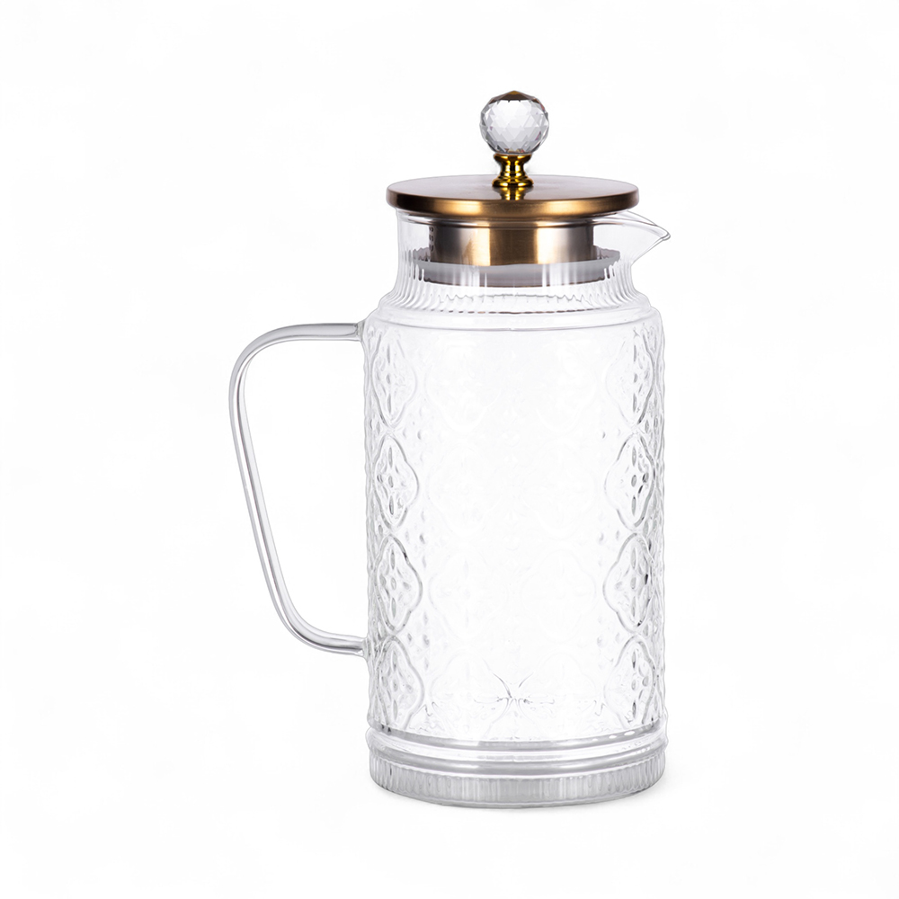 Glass Pot with Gold Stainless Steel Lid (H25.5cm) - Image 3