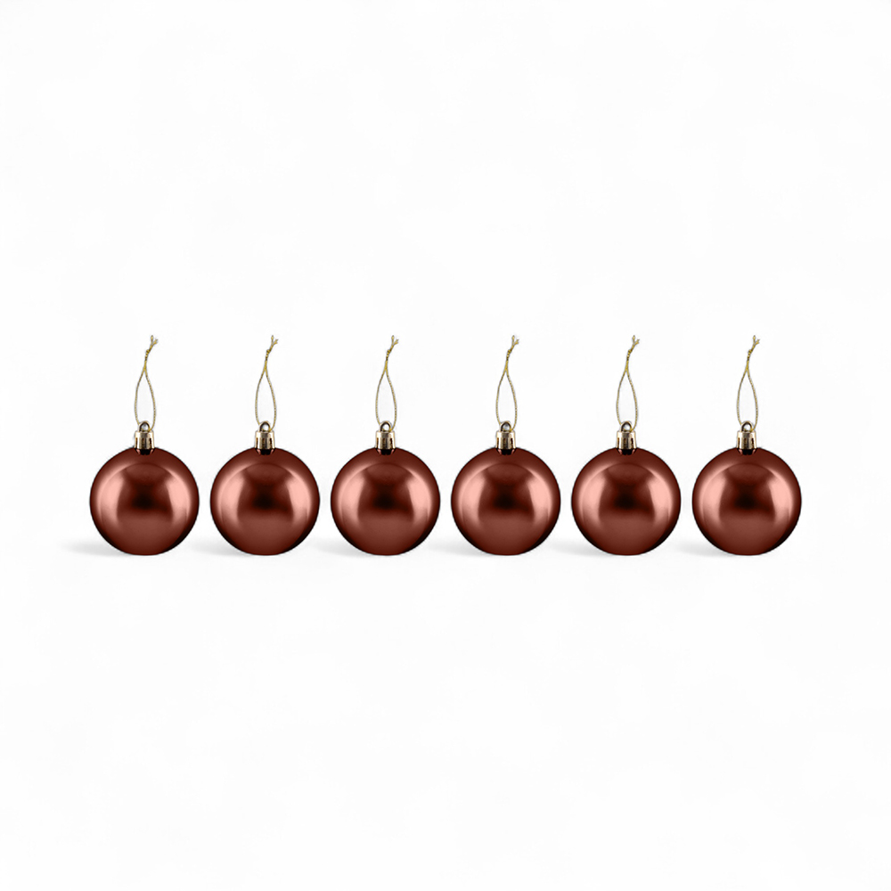 6 Pcs Glossy Christmas Hanging Balls (6cm) - Image 15