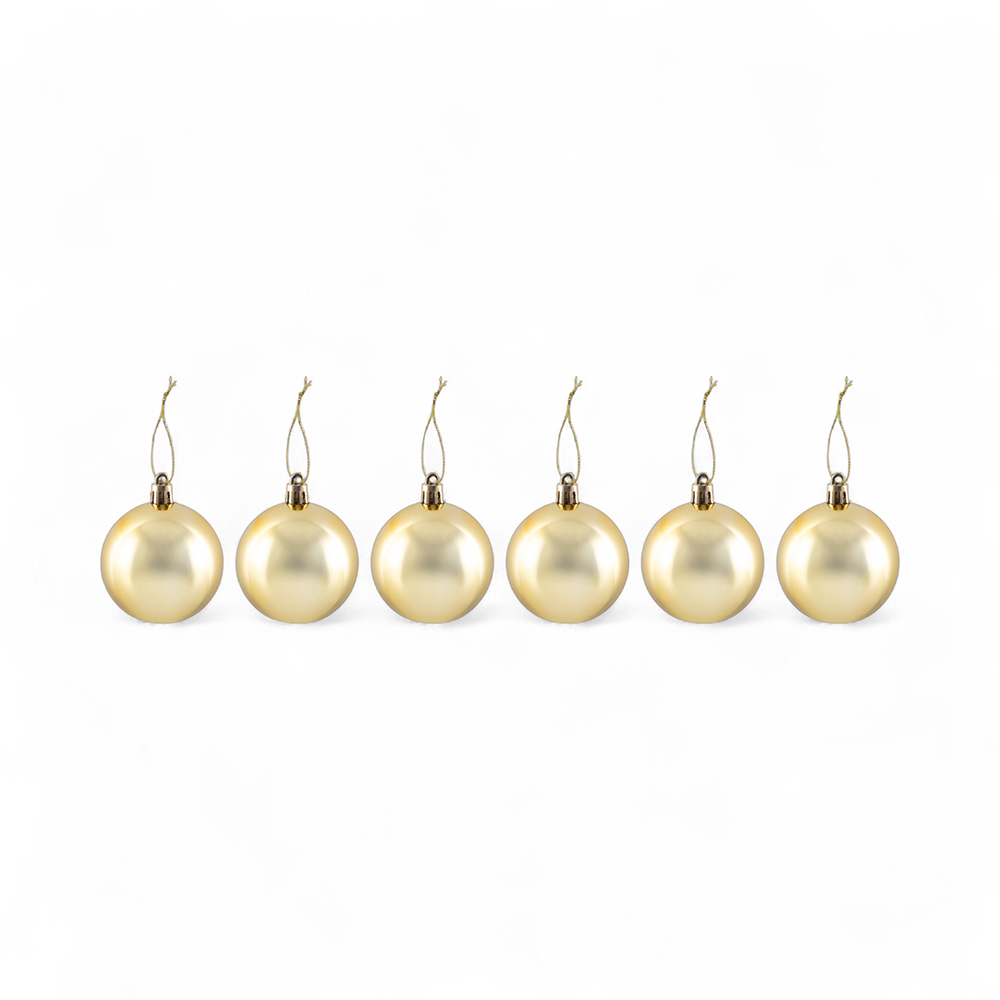 6 Pcs Glossy Christmas Hanging Balls (6cm) - Image 9