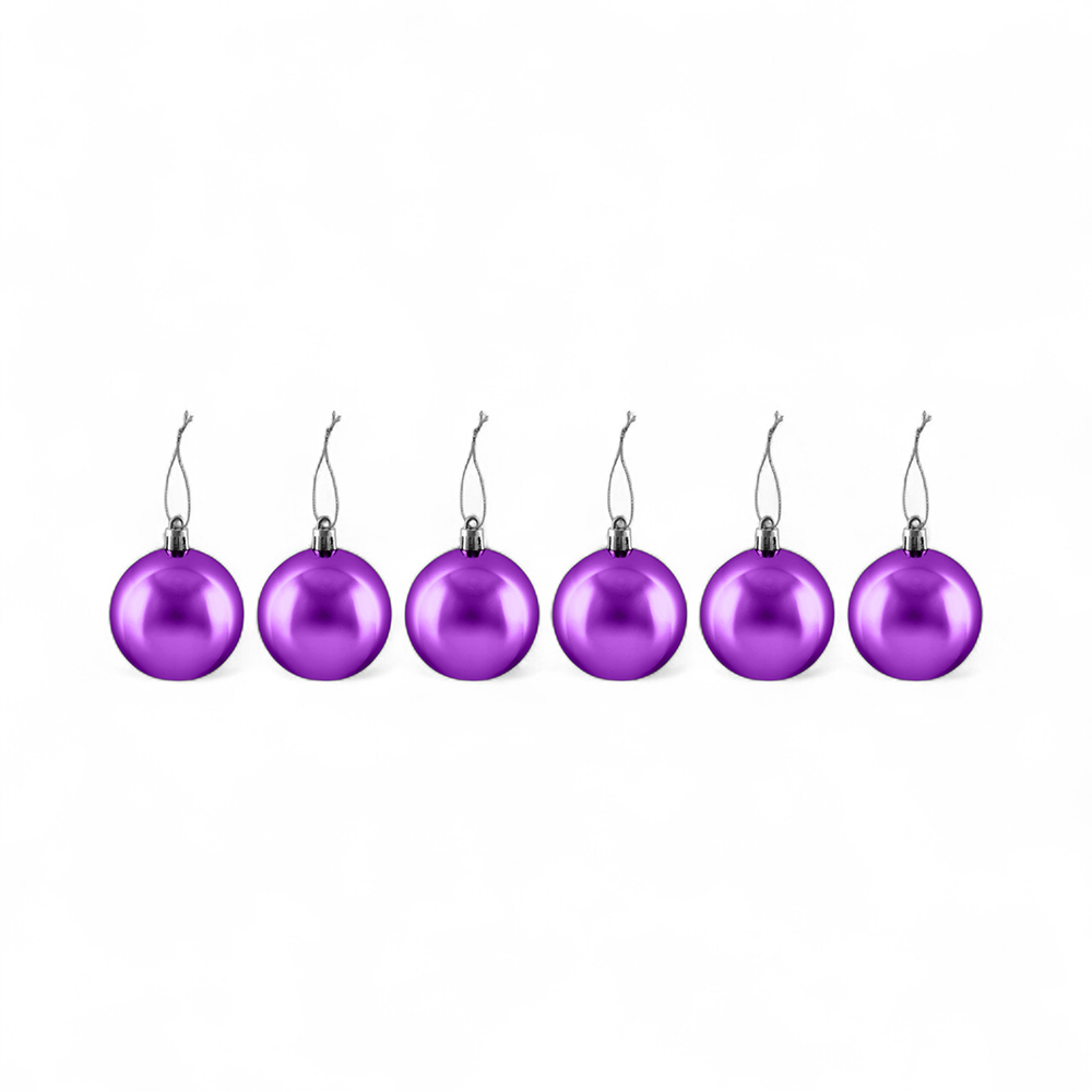 6 Pcs Glossy Christmas Hanging Balls (6cm) - Image 5