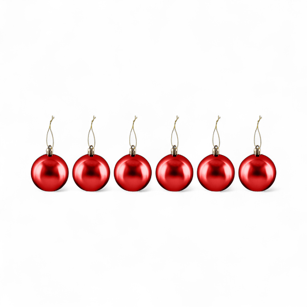 6 Pcs Glossy Christmas Hanging Balls (6cm)