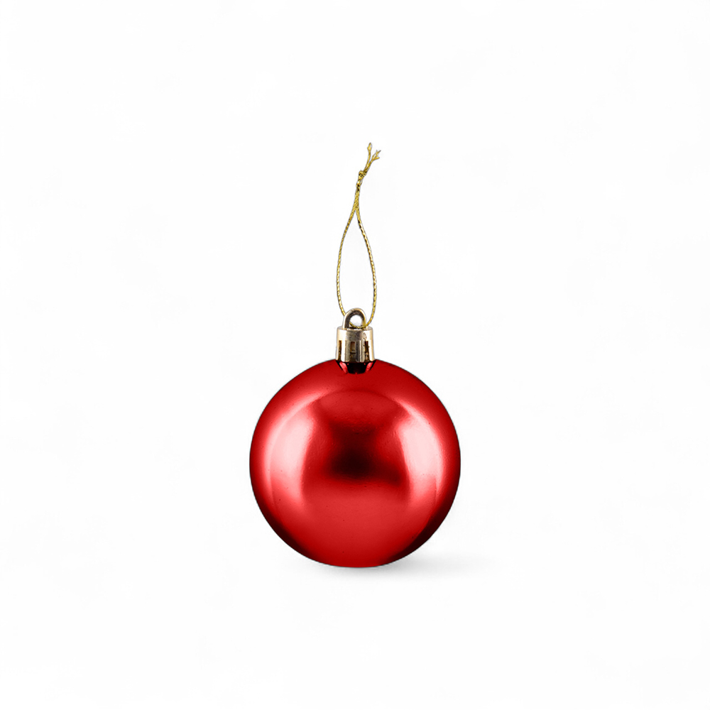 6 Pcs Glossy Christmas Hanging Balls (6cm) - Image 2