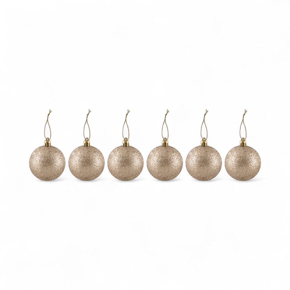 6 Pcs Glitter Christmas Hanging Balls (6cm) - Image 9