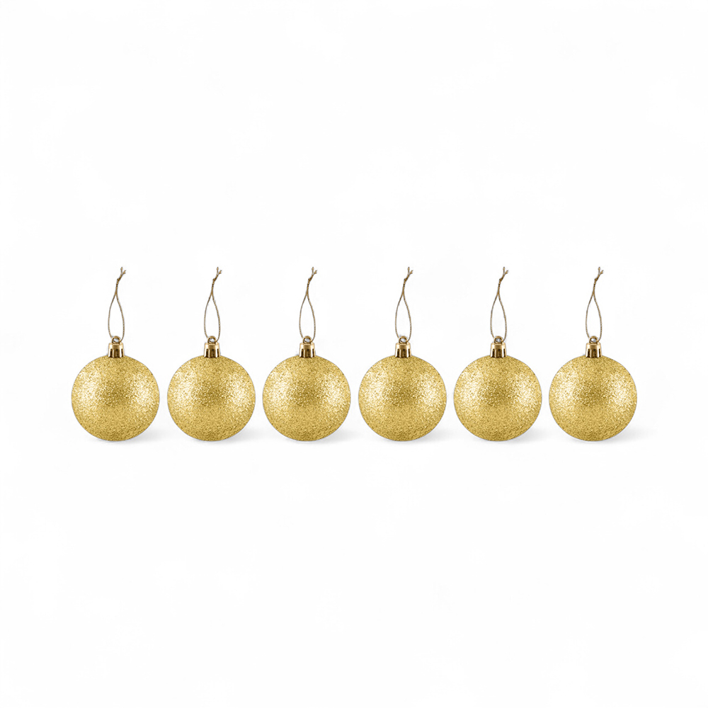 6 Pcs Glitter Christmas Hanging Balls (6cm) - Image 11