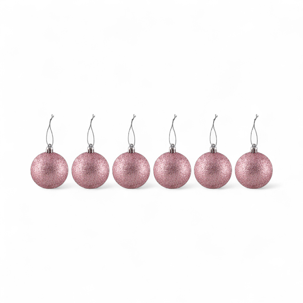 6 Pcs Glitter Christmas Hanging Balls (6cm)