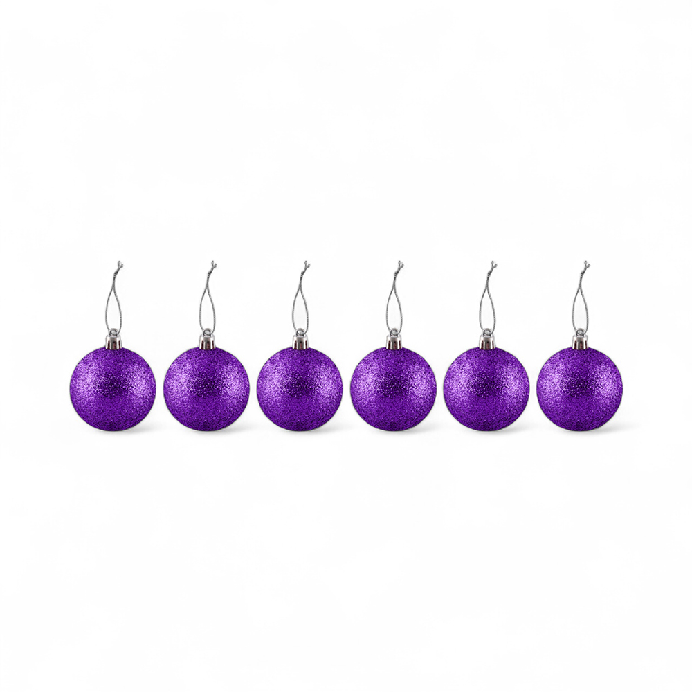 6 Pcs Glitter Christmas Hanging Balls (6cm) - Image 13