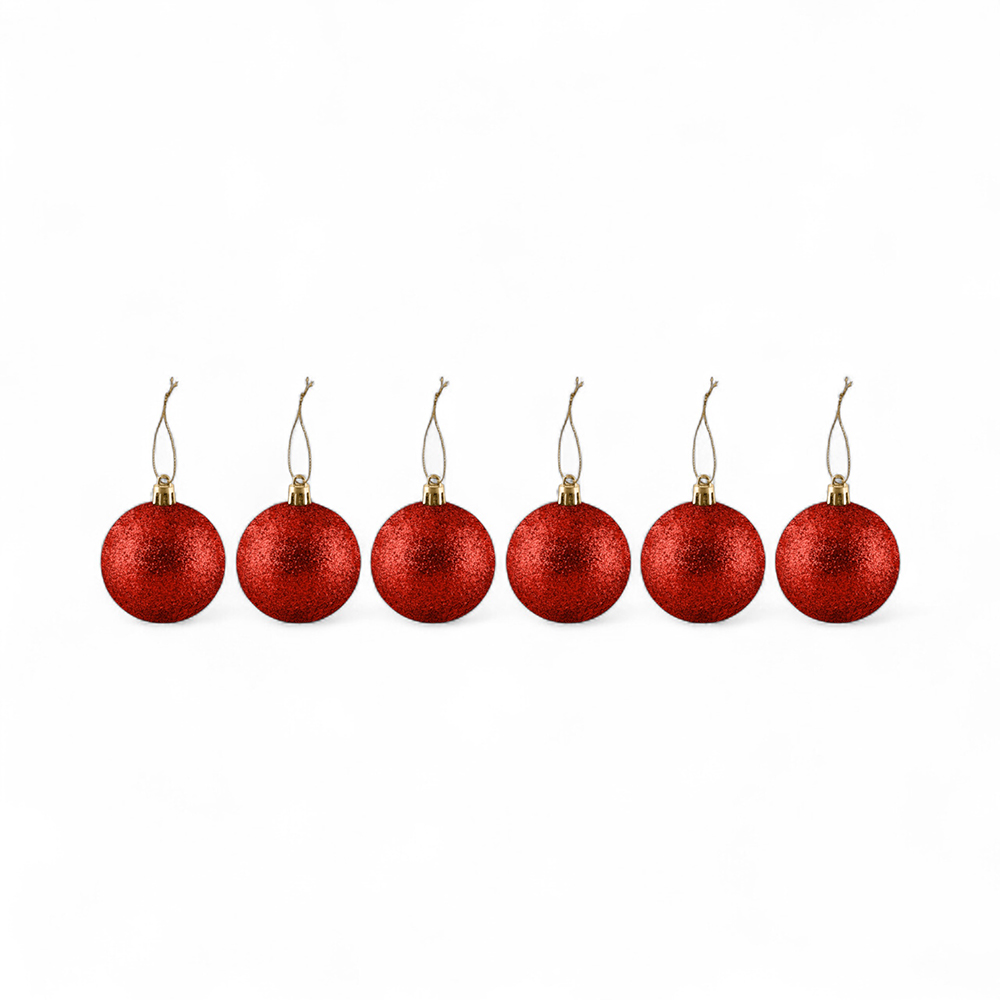 6 Pcs Glitter Christmas Hanging Balls (6cm) - Image 15