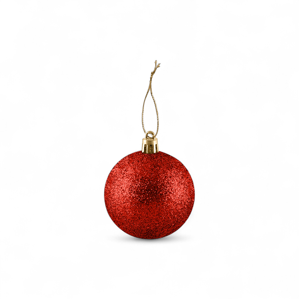 6 Pcs Glitter Christmas Hanging Balls (6cm) - Image 16