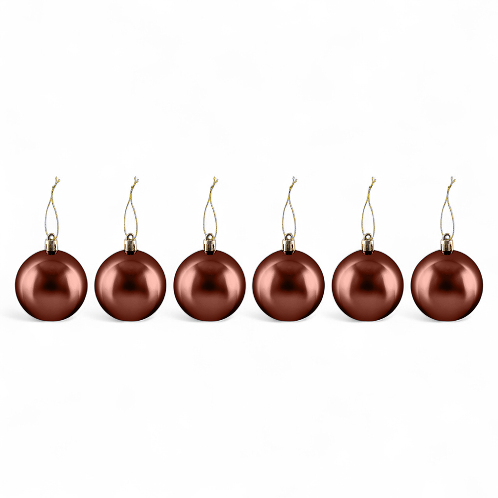 6 Pcs Glossy Christmas Hanging Balls (8cm) - Image 5