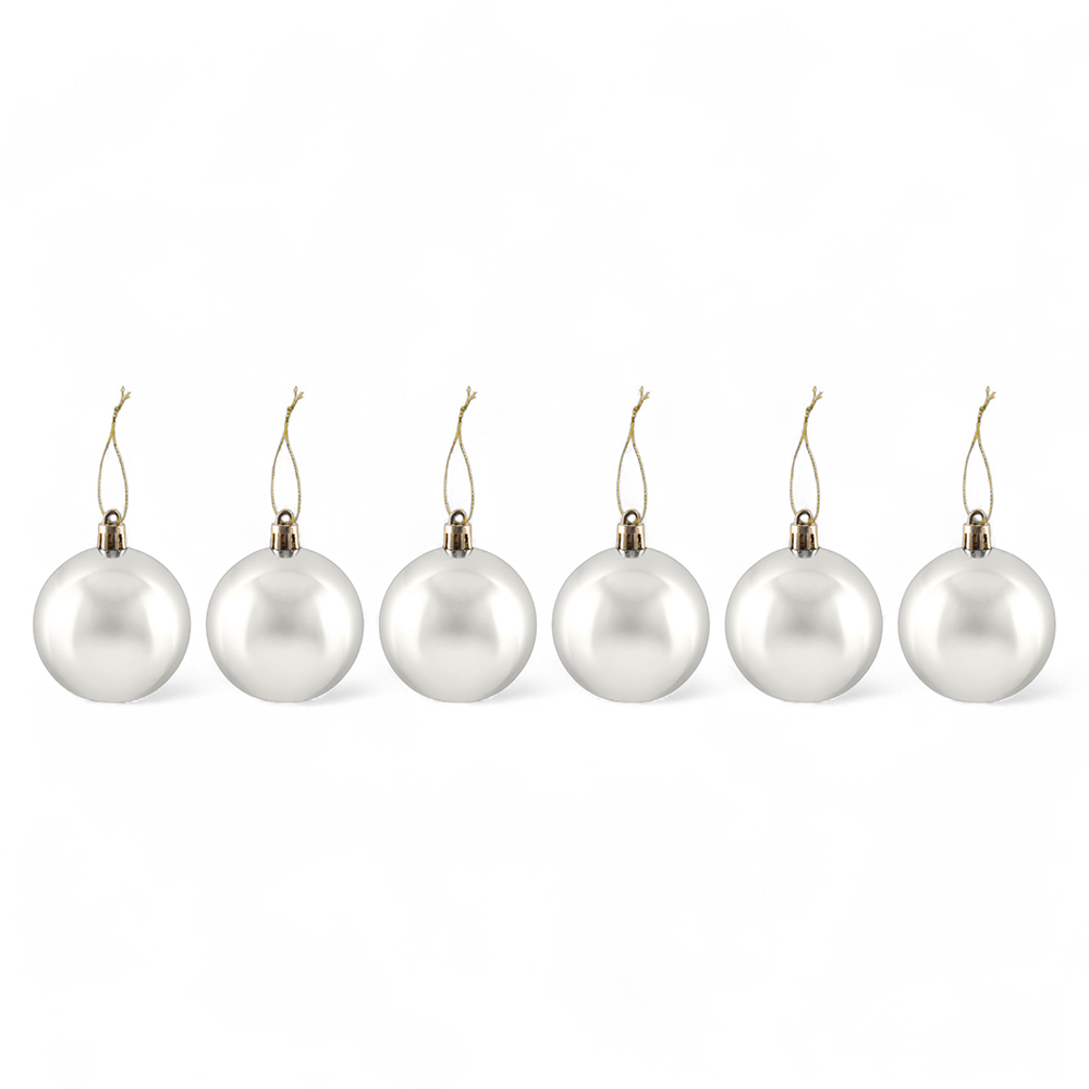 6 Pcs Glossy Christmas Hanging Balls (8cm) - Image 9