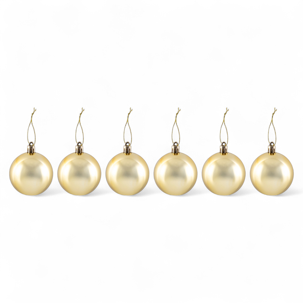 6 Pcs Glossy Christmas Hanging Balls (8cm) - Image 11
