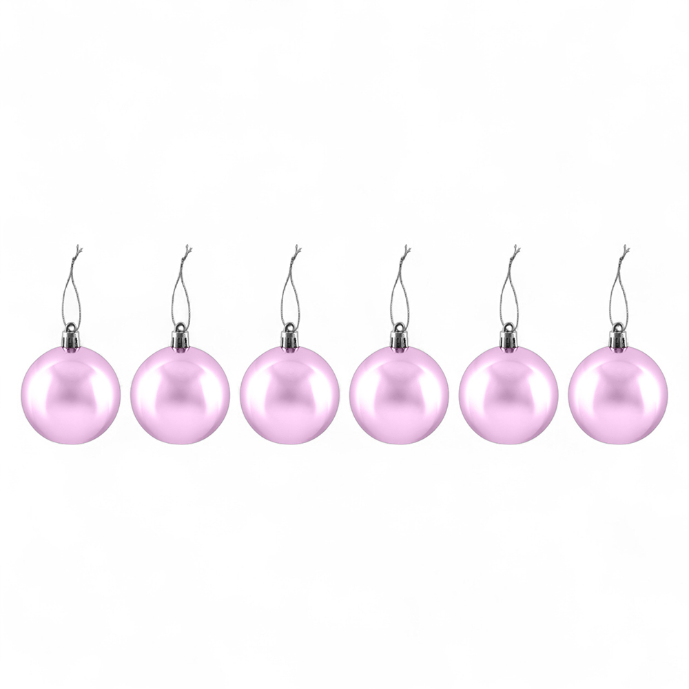 6 Pcs Glossy Christmas Hanging Balls (8cm) - Image 13