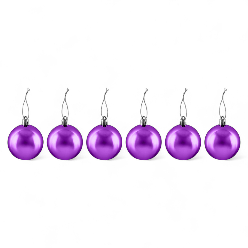 6 Pcs Glossy Christmas Hanging Balls (8cm) - Image 15