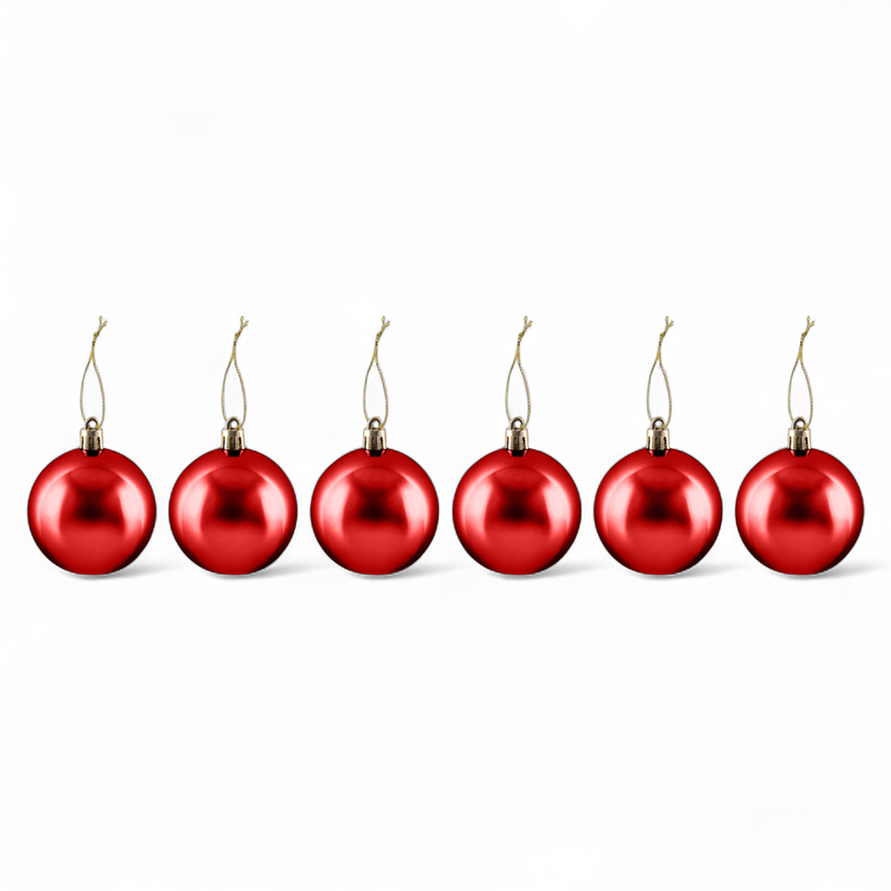 6 Pcs Glossy Christmas Hanging Balls (8cm)