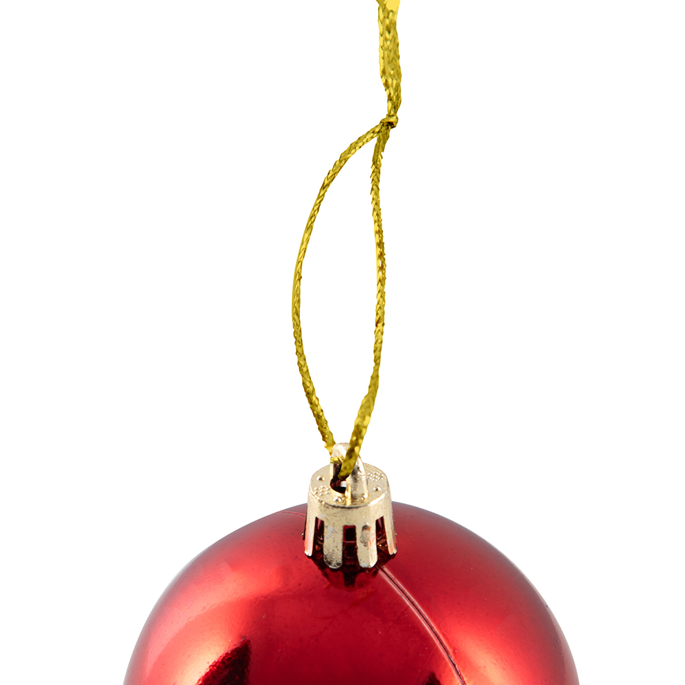 6 Pcs Glossy Christmas Hanging Balls (8cm) - Image 3