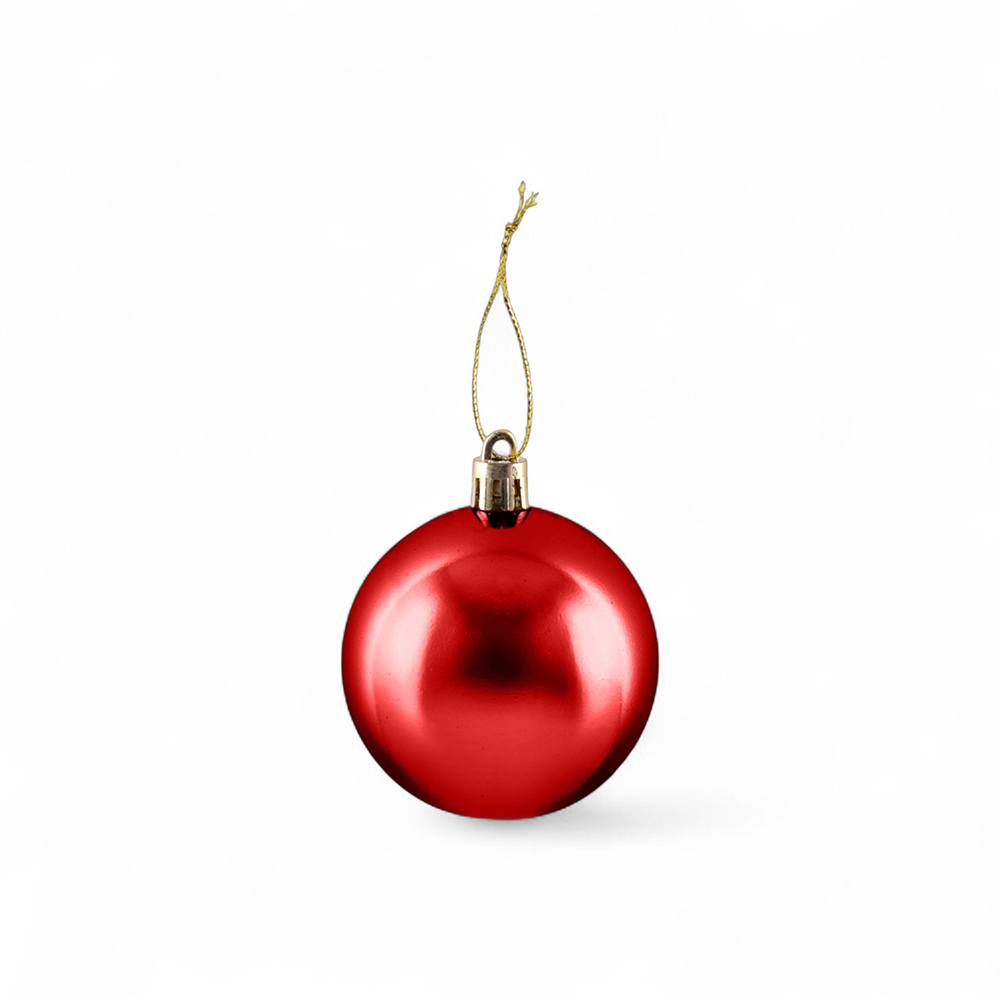 6 Pcs Glossy Christmas Hanging Balls (8cm) - Image 2