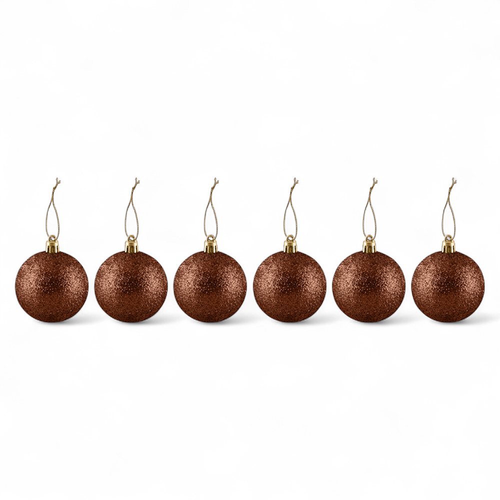 6 Pcs Glitter Christmas Hanging Balls (8cm) - Image 5