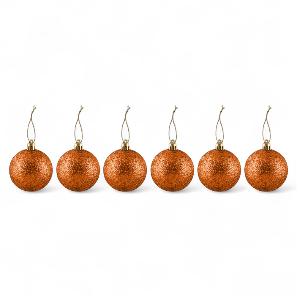 6 Pcs Glitter Christmas Hanging Balls (8cm) - Image 7