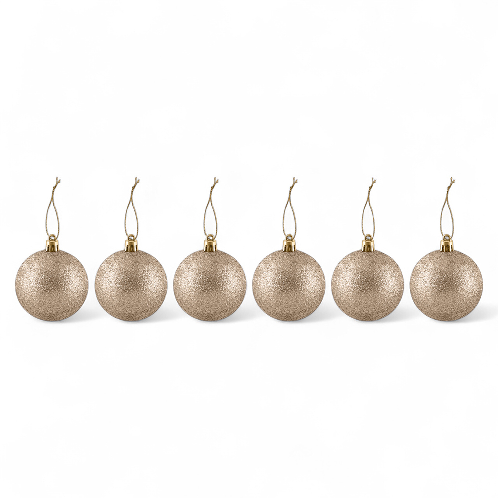 6 Pcs Glitter Christmas Hanging Balls (8cm) - Image 9