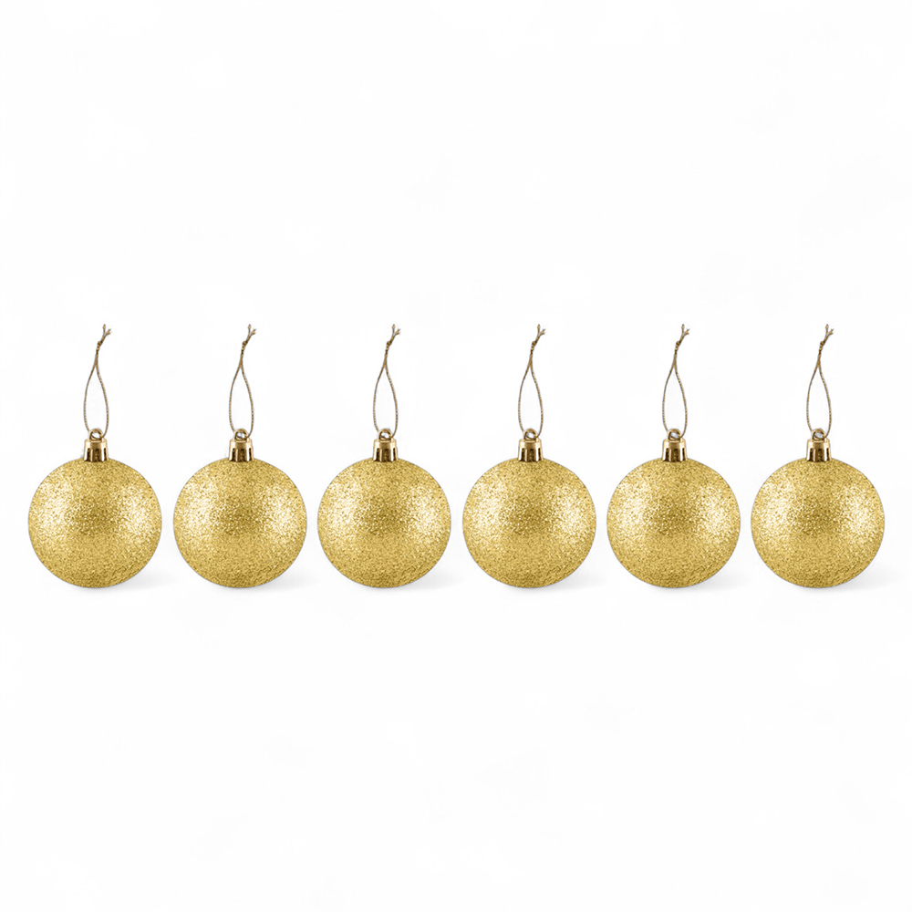 6 Pcs Glitter Christmas Hanging Balls (8cm) - Image 11