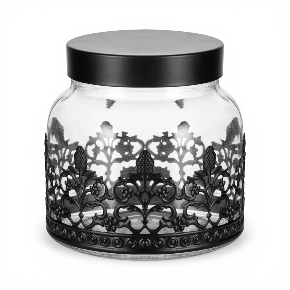 Glass Jar with Ivory Casing and Lid (H11.5cm)