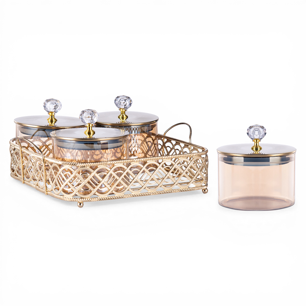 Glass Canister with Tray (Set of 4) - Image 2
