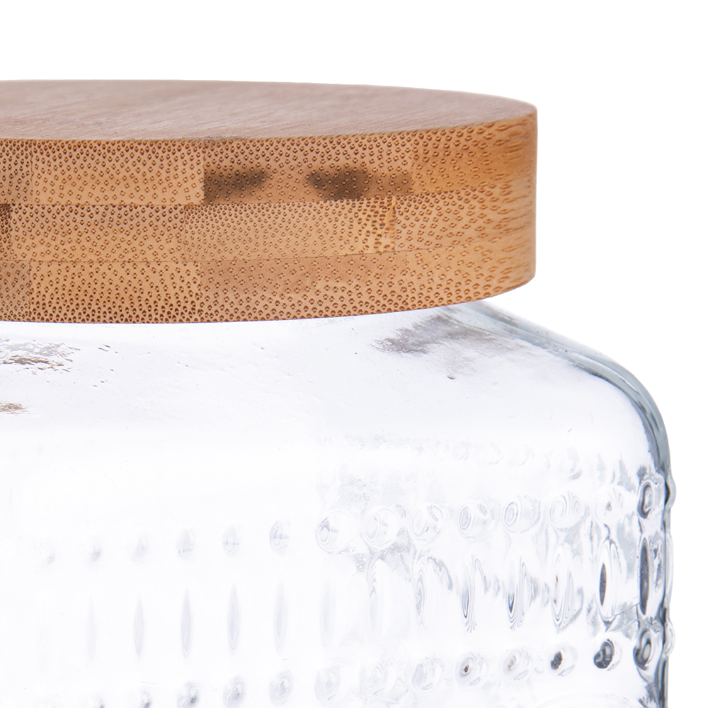 Glass Storage Jar with Bamboo Lid (H19.9cm) - Image 7