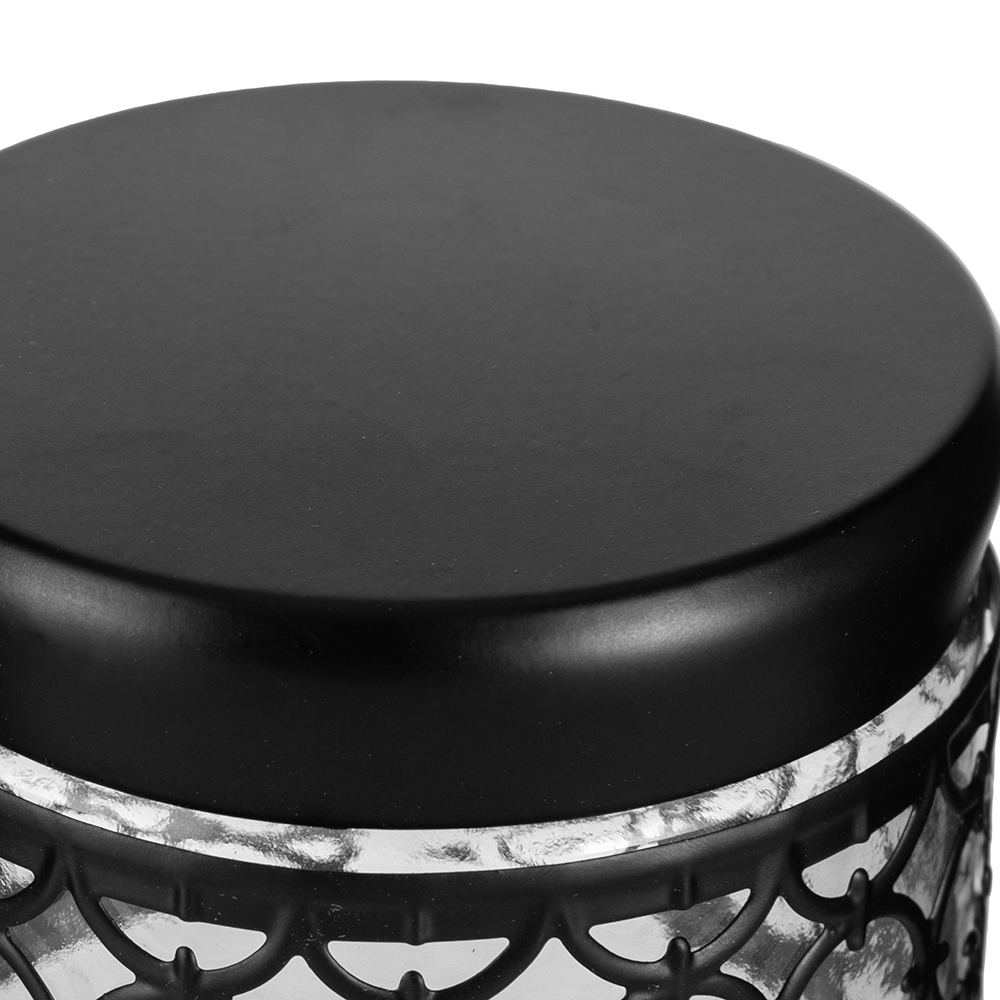 Glass Jar with Ivory Iron Casing and Lid (H13.5cm) - Image 3