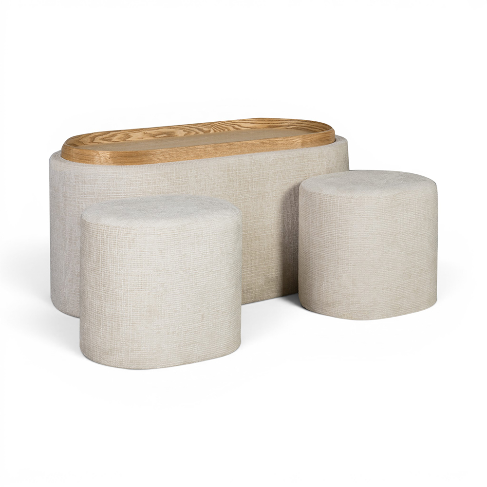 Ellery Storage Ottoman with Stools (3 Pcs) - Image 2
