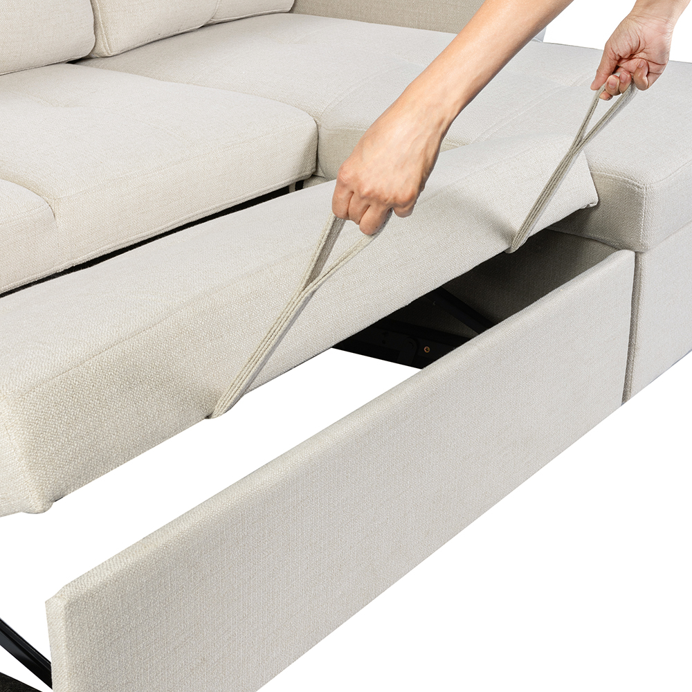 O'hara Reversible L Shape Sofa Bed with Storage - Image 14