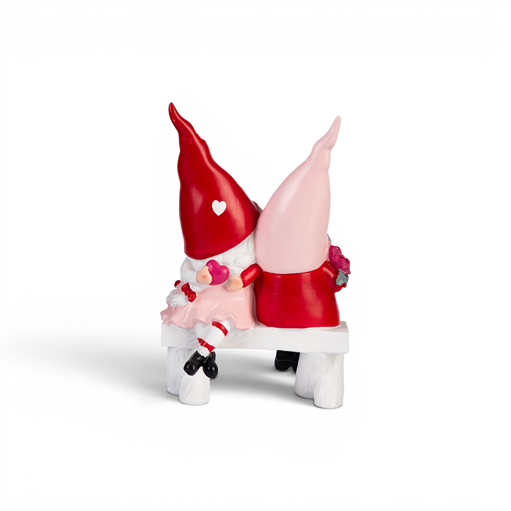 Gnome Couple Sitting on Bench (H27.5cm) - Image 3