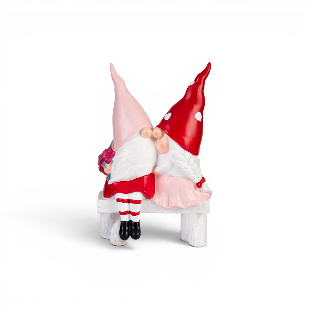 Gnome Couple Sitting on Bench (H27.5cm) - Image 2