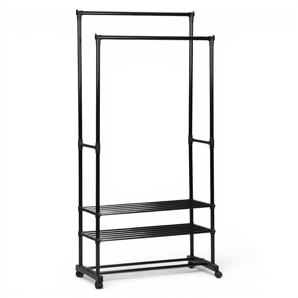 Double Garment Rack with Shelf