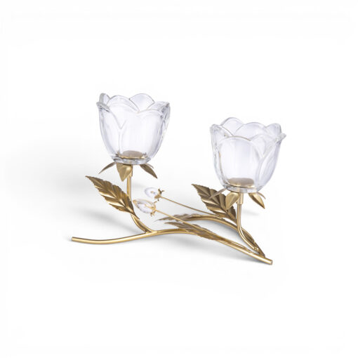 Glass Flower Candle Holder (H16.5cm)