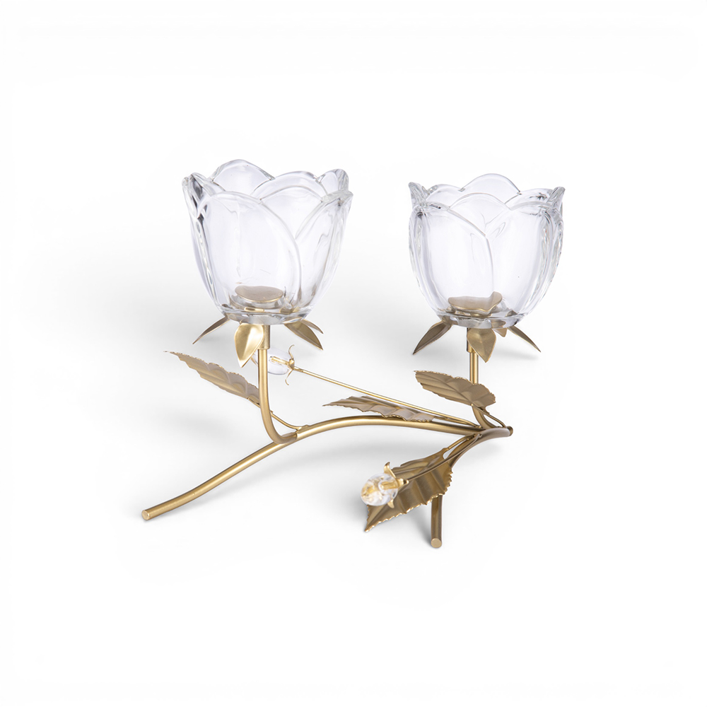 Glass Flower Candle Holder (H16.5cm) - Image 3