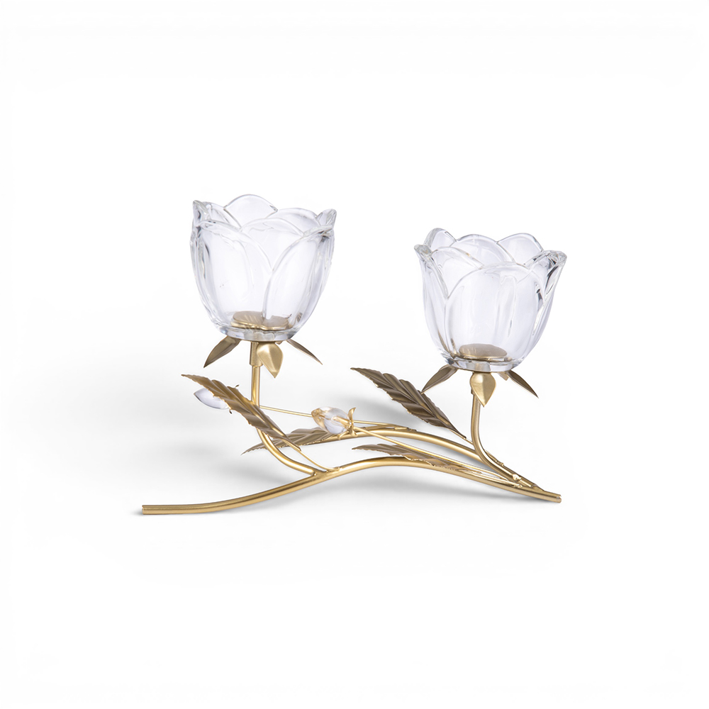 Glass Flower Candle Holder (H16.5cm) - Image 2