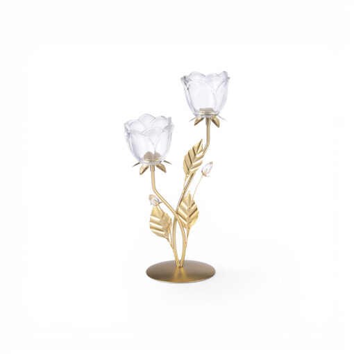 Glass Flower Candle Holder (H35cm)