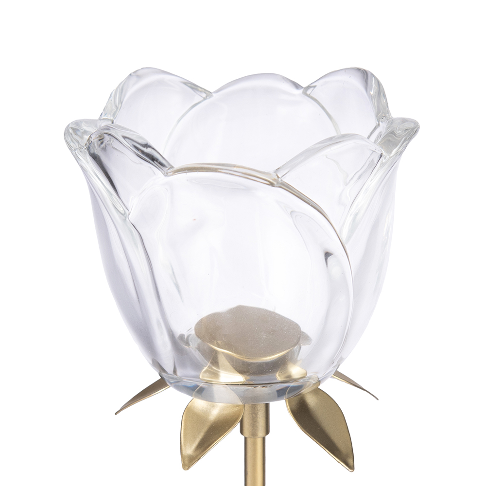 Glass Flower Candle Holder (H35cm) - Image 3