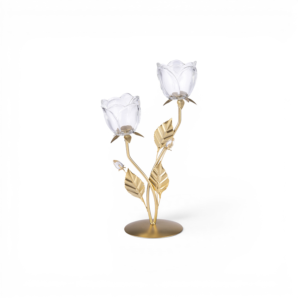 Glass Flower Candle Holder (H35cm) - Image 2
