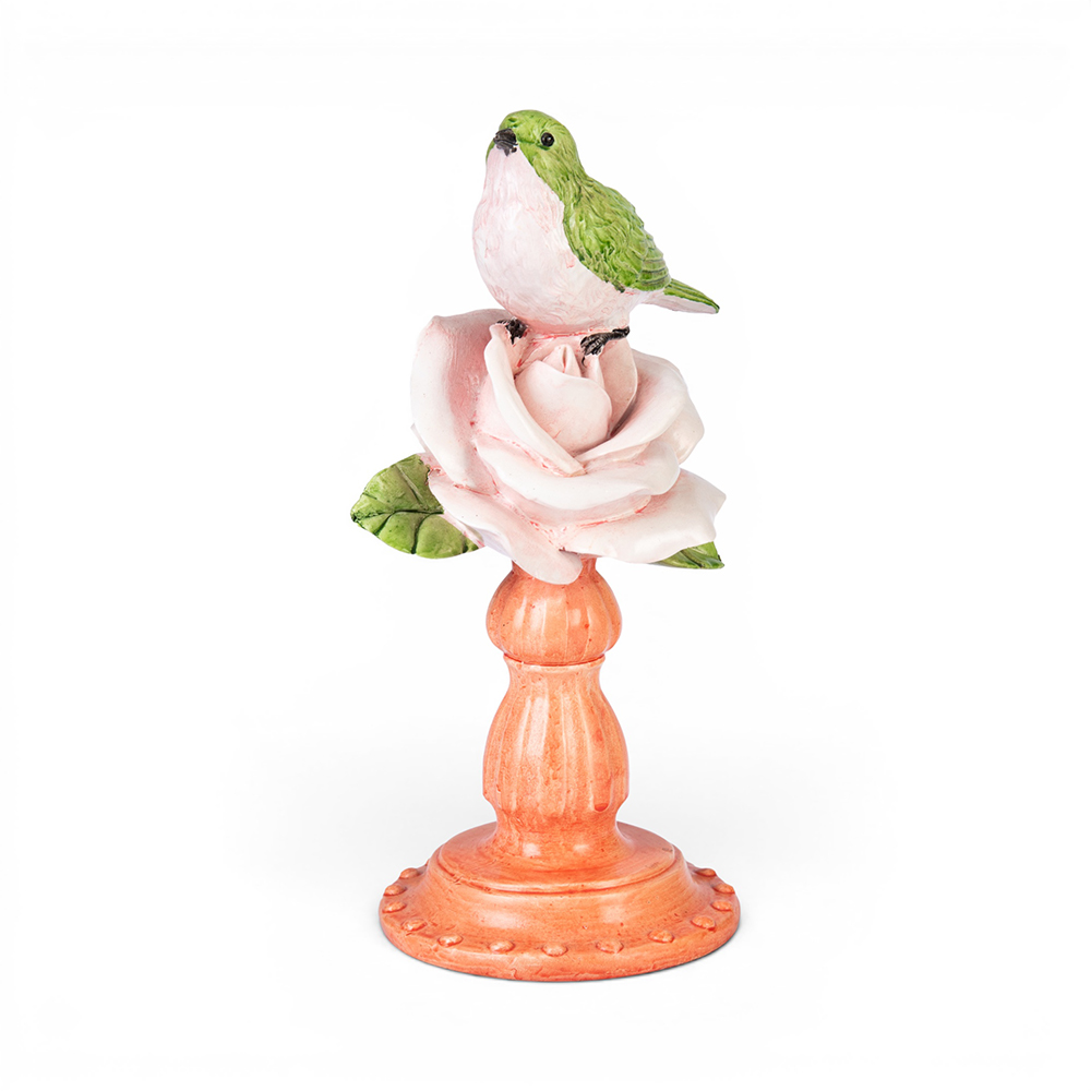 Resin Bird on Flower (H25.5cm)