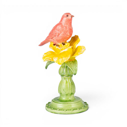 Resin Bird on Flower (H24.5cm)