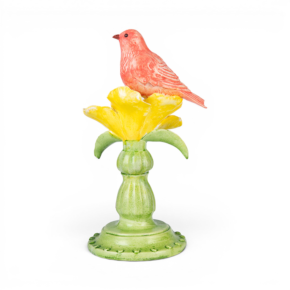 Resin Bird on Flower (H24.5cm) - Image 2